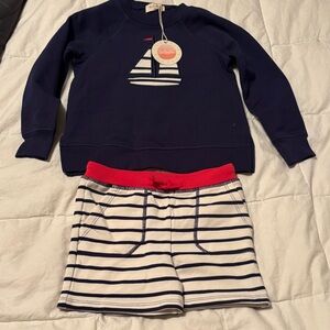 Navy and White Kids Matching Set with Sailboat Design